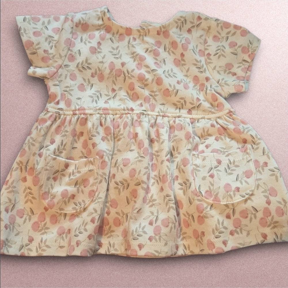 Gerber Peach Floral Dress with Pockets - Size 0-3 Mos NWT